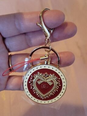 Dolce & Gabbana Heavy  Red, White and Gold Heart Charm Key Holder
